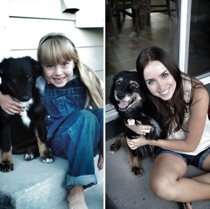 30 Heart-Warming Photos Of Dogs Growing Up Together With Their Owners - My Dog And I, 1998 And 2012