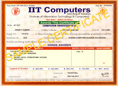 dca sample certificate