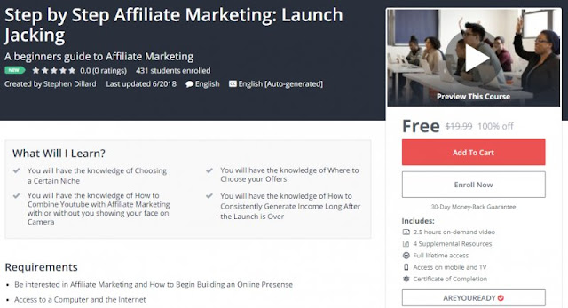 [100% Off] Step by Step Affiliate Marketing: Launch Jacking| Worth 19,99$ 