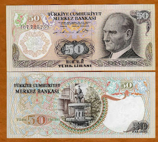 T6 TURKEY 50 LIRASI OLD RARE LONG SIZE ISSUE UNC 1970