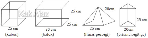 Empat kerangka bangun ruang: kubus, balok, limas, dan prisma, gambar soal no. 32 Matematika SM P UN 2018