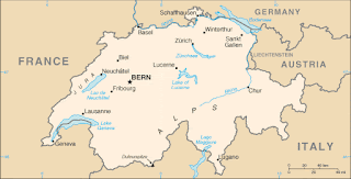 Map of Bern, Zurich, Basel, Lucerne, Lausanne, Geneva, Switzerland