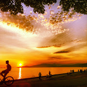 Sunset at the Seawall. Photo taken by my son, S. by the seawall in Vancouver .