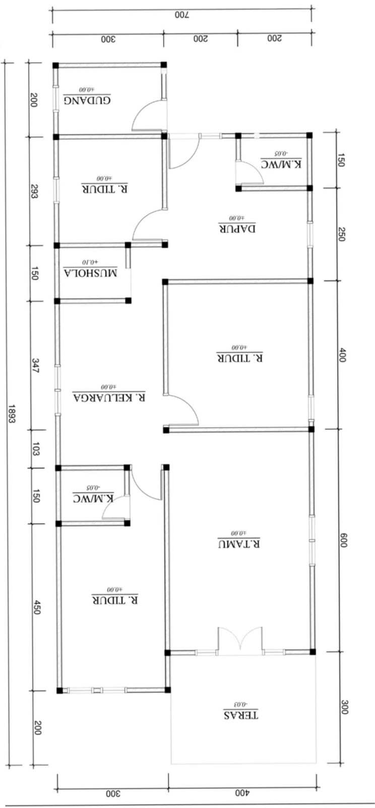 Desain dan Denah Rumah Ukuran 7 x 18 9 M dengan 3 Kamar  