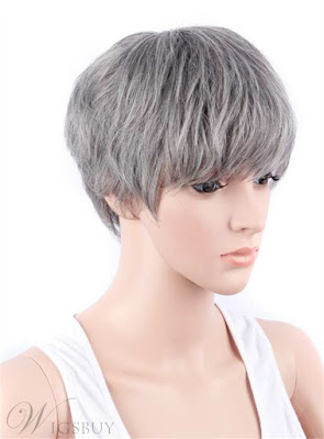  Boy Cut Hairstyle Synthetic Capless Granny Women Wigs