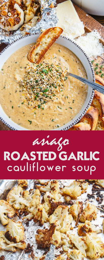 Asiago Roasted Garlic Cauliflower Soup