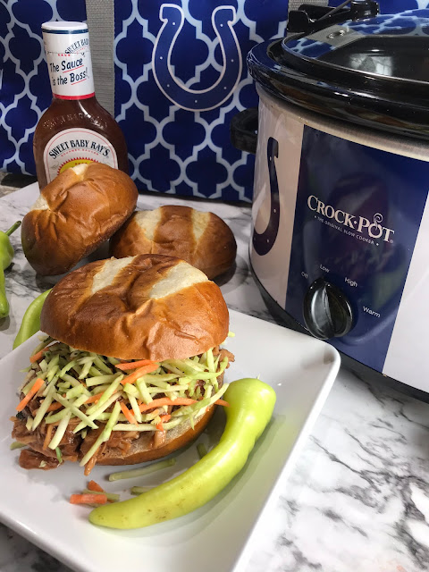 Chasing Saturdays Making pulled pork in the crock pot is a simple meal.   Crock Pot Pulled Pork BBQ is a crowd favorite recipe to plan in advance for harvest, or bring to the game! 