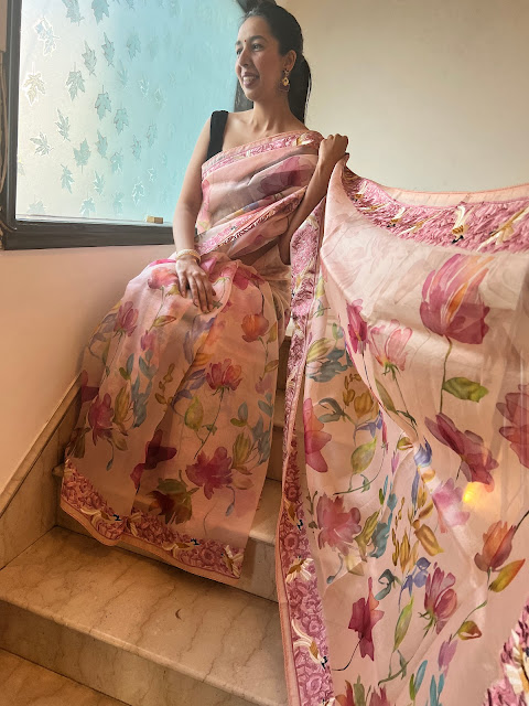 Parsi Gara hand embroidered Kota silk saree