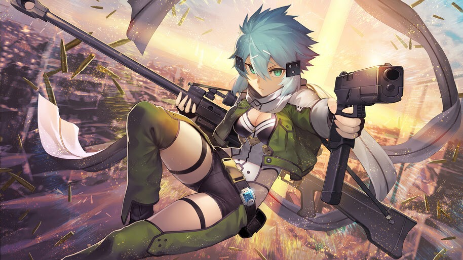 Sinon, GGO, SAO, Anime, Girl, Psitol, Sniper, Rifle, 4K ...
