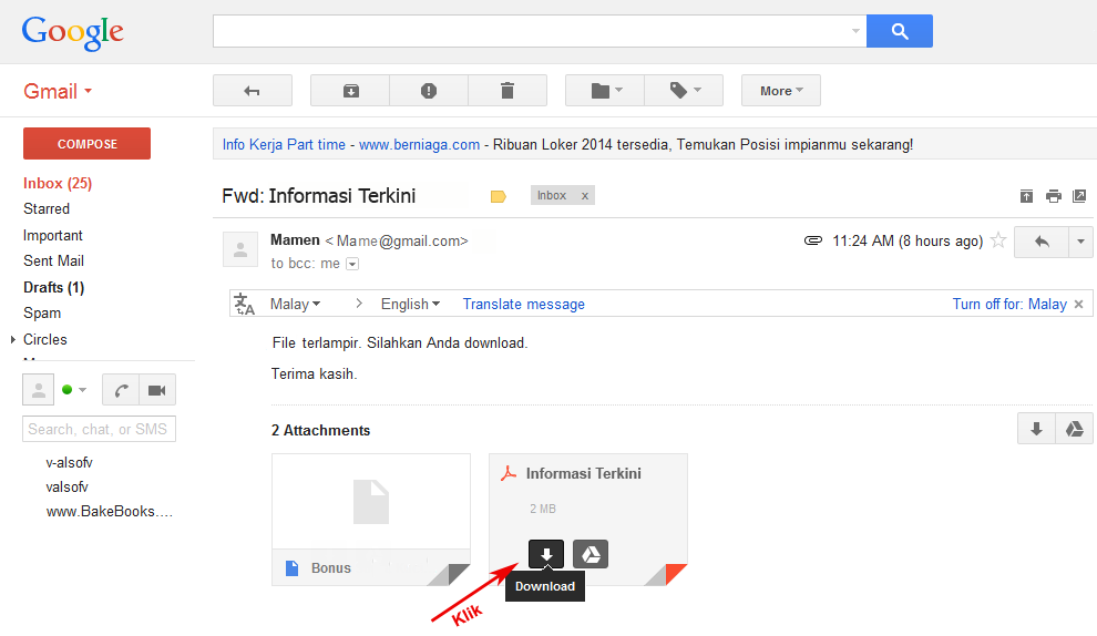 Cara Mendownload File Terlampir Dalam Email Gmail (Email 