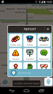 Screenshots of the Waze Social GPS Maps & Traffic for Android tablet, mobile phone.