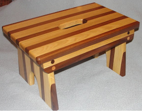 wood step stool - walnut and oak 