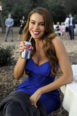 Sofia Vergara sexy cleavage in Diet Pepsi Commercial Shoot