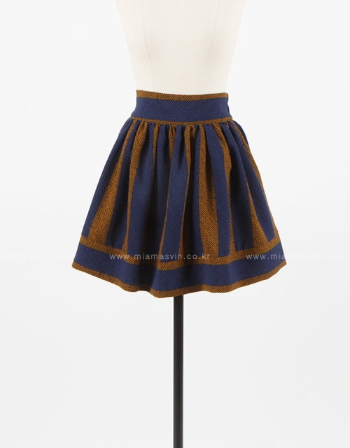 Two Tone Skirt with Stripe Print