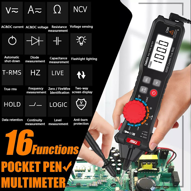 TA802 True RMS 6000 Counts Digital Display Pocket Pen Multimeter High Precision Smart Multimeter