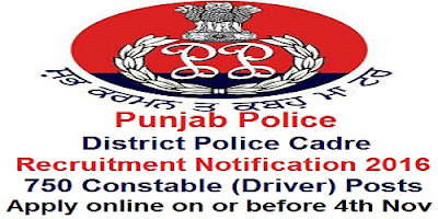 Punjab District Police Constable Recruitment 2016