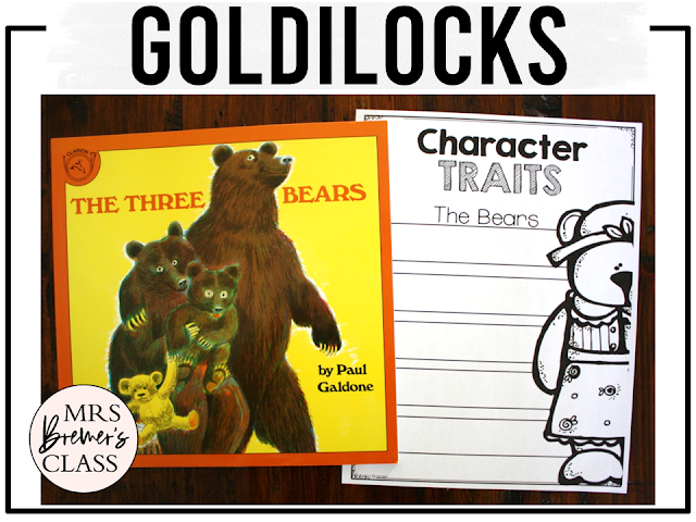 Goldilocks and the Three Bears Fairy Tales activities unit with literacy printables, reading companion activities, and lesson ideas for First Grade and Second Grade