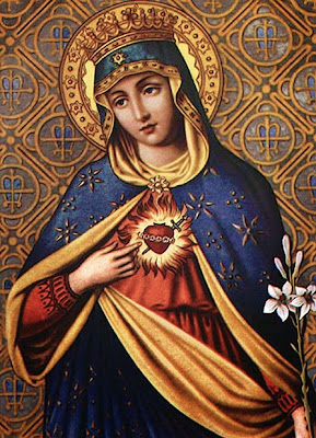 Imagen de la Virgen con la Mano Señalando a Su Sagrado Corazon
