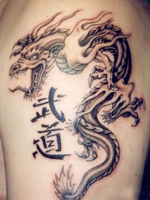Japanese and Chinese Tribal Dragon Tattoos