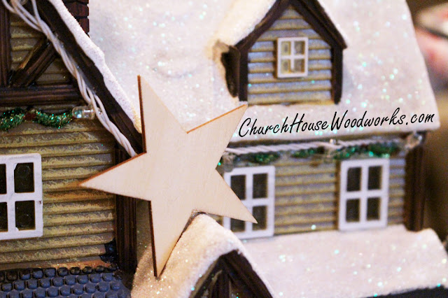 Wooden Star Ornaments - Christmas DIY Craft Projects- Christmas Village Miniatures And Wreath Ideas by ChurchHouseWoodworks.com