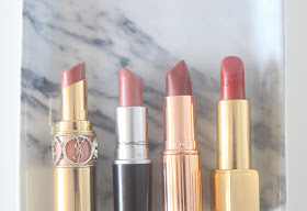 YSL Nude In Private, Charlotte Tilbury Bond Girl, MAC Brave, Chanel Pirate