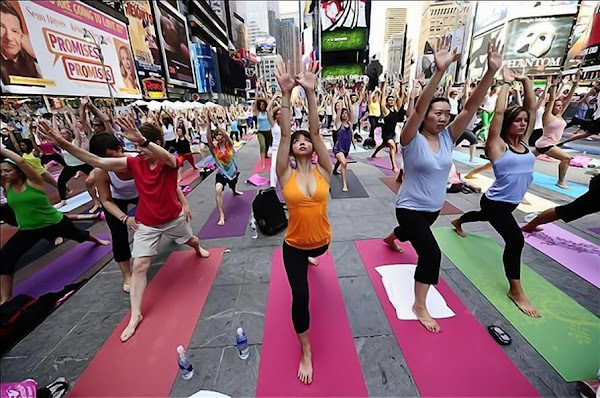 Yoga at times Square NewYork Images