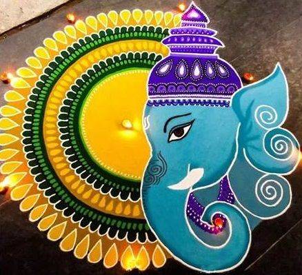 beautiful latest rangoli designs of ganesha 