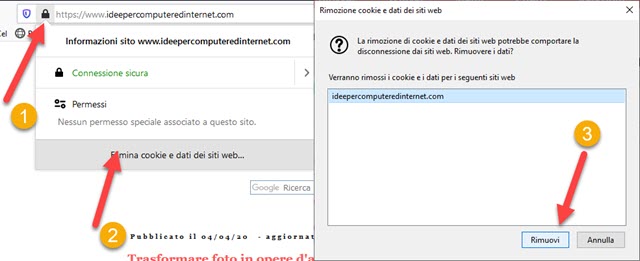 come eliminare i cookie da siti dati con firefox