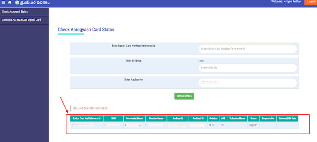 Aarogyasri Card Status