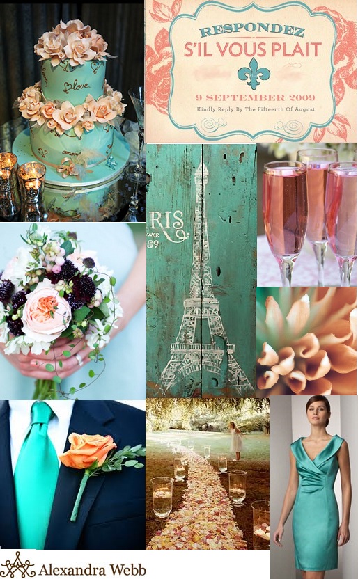 Inspiration Board Parisian Printemps Teal and Pink Champagne