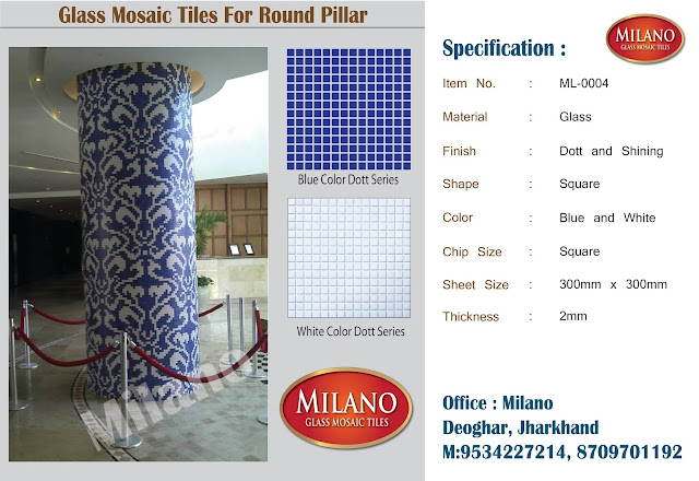 Glass mosaic tiles, glass tiles,round pillar tiles,round pillar design