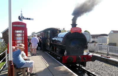 A steam train at Ludborough Station on the Lincolnshire Wolds Railway on August 26, 2019 when a bank holiday service was in operation