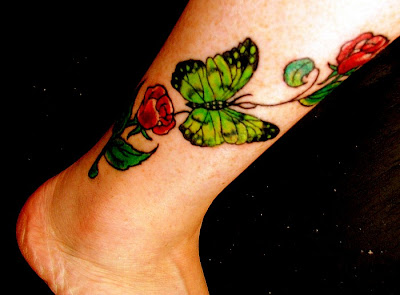 Flower ankle tattoos design for women