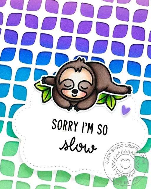 Sunny Studio Stamps: Frilly Frames Silly Sloth Punny Card by Anja Bytyqi