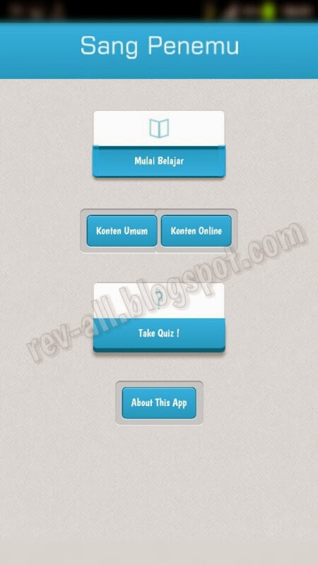 Menu Utama aplikasi Android Sang Penemu (rev-all.blogspot.com)