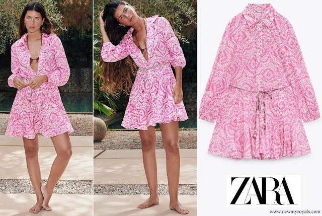 Queen Letizia wore Zara Printed Mini Dress