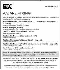 Bank of Khyber BOK Jobs 2023 Apply Online I. Introduction