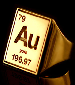 Au gold atomic weight from the periodic table.