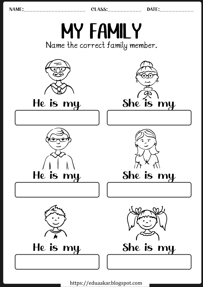 My Family Worksheets