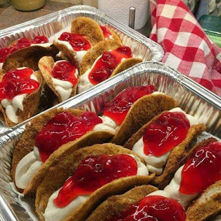 Mini cherry cheesecake tacos