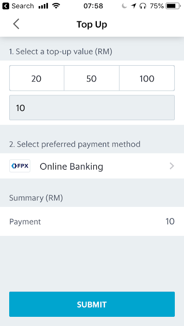 GrabPay top-up via online banking