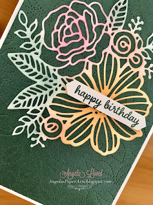 Angela's PaperArts: Stampin Up Artistically inked mask / stencilled card with Stitched Greenery die