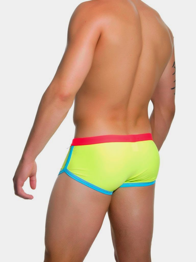 Andrew Christian Retro Trunk Swimwear Neon Back Cool4Guys