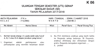  serta dapat di download dalam versi Pdf secara gratis Soal UTS 2 PKn Kelas 5 Terbaru dan Kunci Jawaban