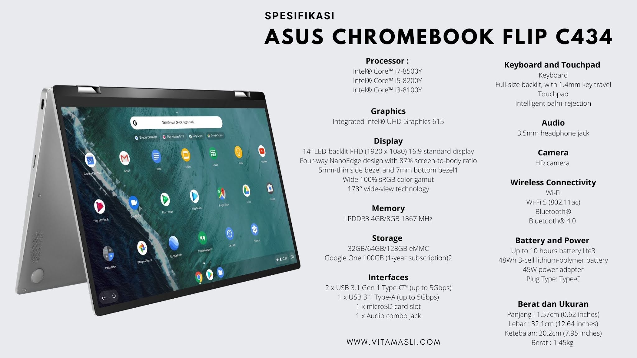 Spesifikasi Asus Chromebook C434