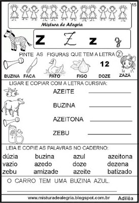 Livro famílias silábicas-letra Z