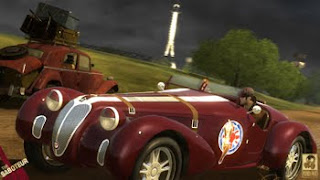the saboteur video game vintage sports car in the rain