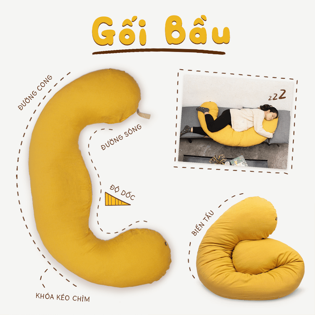 [A159] Top thương hiệu bán gối cho bà bầu tốt nhất - Gối bầu đậu khuyết