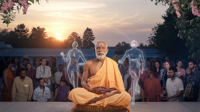 AI-generated image of Ramana Maharshi’s divine protection and miracles