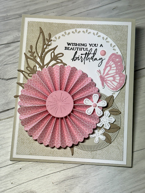 Birthday greeting card using Stampin' Up! Round We Go Bundle and Sketched Butterflies Bundle